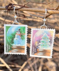 Snow Globes, U.S.A., 2023 Postage Stamp Earrings