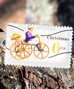 Alternative view of Christmas Tricycle, U.S., 1970 Postage Stamp Earrings