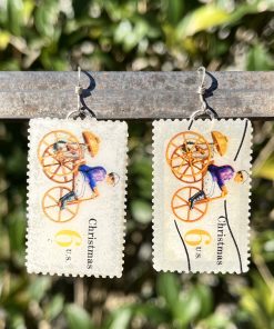 Christmas Tricycle, U.S., 1970 Postage Stamp Earrings