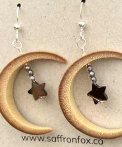 Mini Bamboo Moons w/ Copper Brown Mother of Pearl Stars