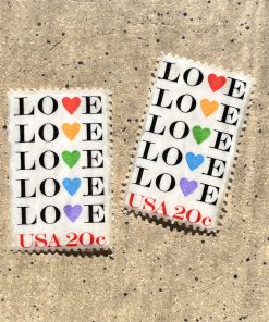 LOVE, LOVE, LOVE, U.S.A., 1984 Postage Stamp Earrings