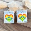 Blooming Love, U.S.A., 1987 Postage Stamp Earrings