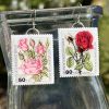 Berlin Rose, Germany, 1982, Postage Stamp Earrings