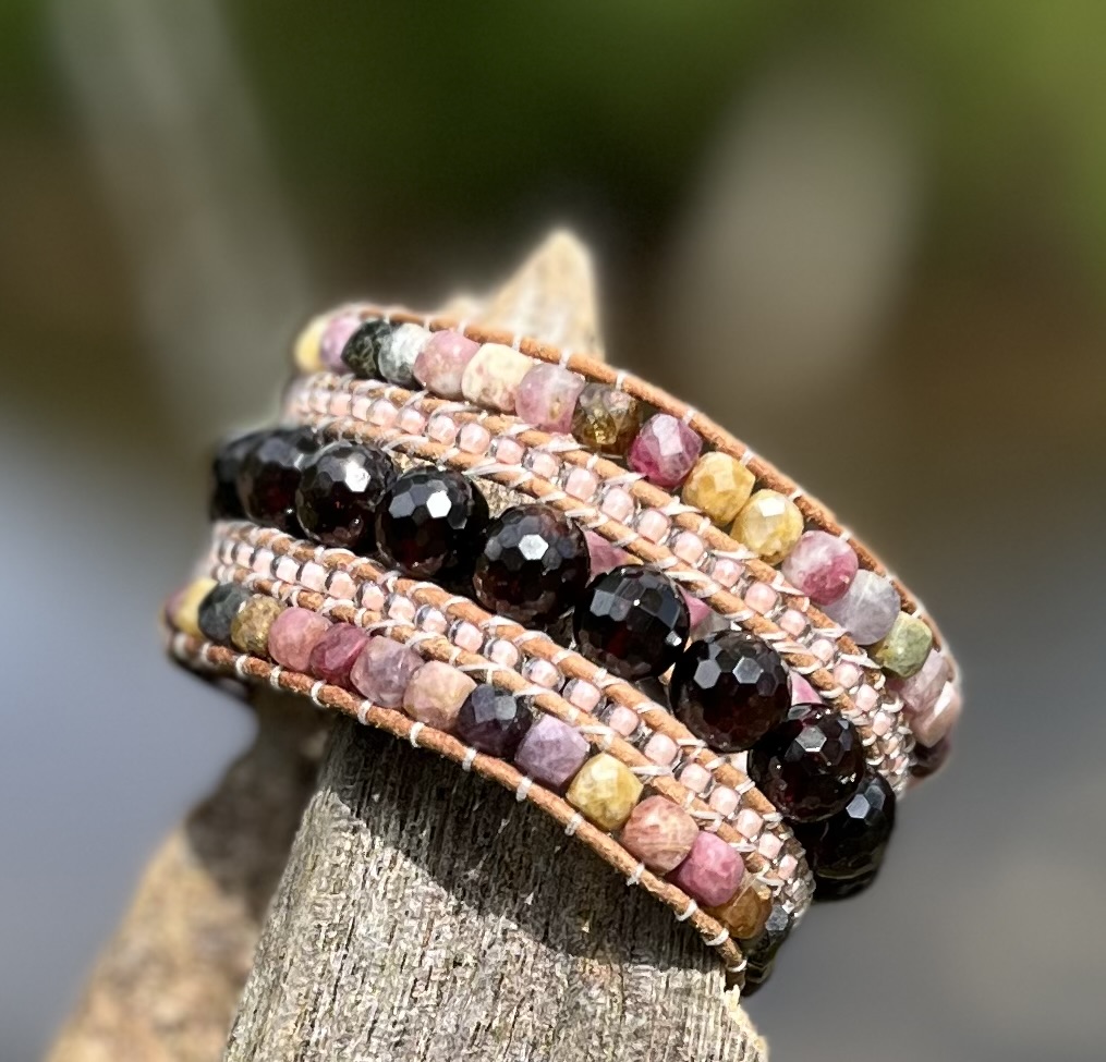Love & Devotion, Leather & Stone Cuff Bracelet - Image 2