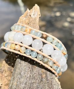 Alternative view of Mediterranean Coast, Leather & Stone Cuff Bracelet
